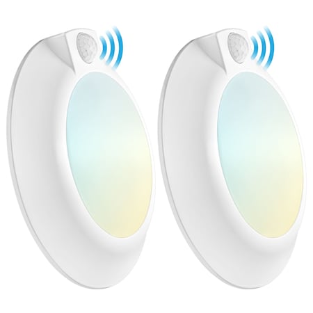 Luxrite 6 Inch Motion Sensor LED Flush Mount Light 3CCT 3000K-5000K 1000LM Adjustable Range and Timer, 2PK LR23880-2PK